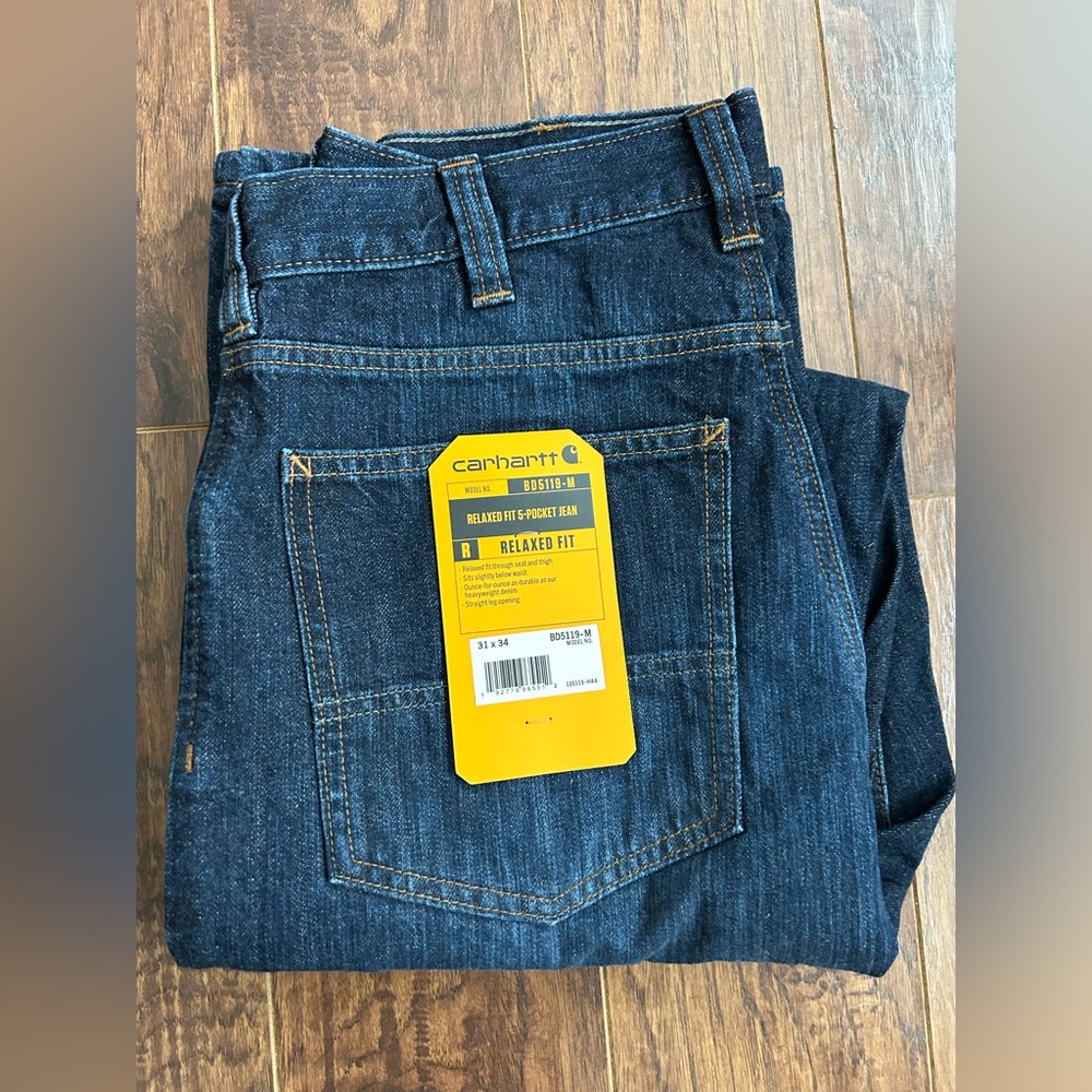 NEW Carhartt Men's Relaxed Fit Dark Blue Jeans